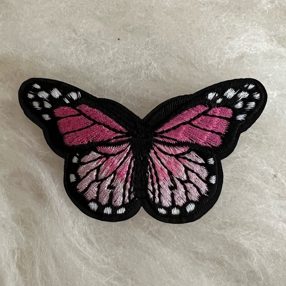 Embroidered Butterfly Patch in Light Pink (Iron On/ Sew On/ Glue On)